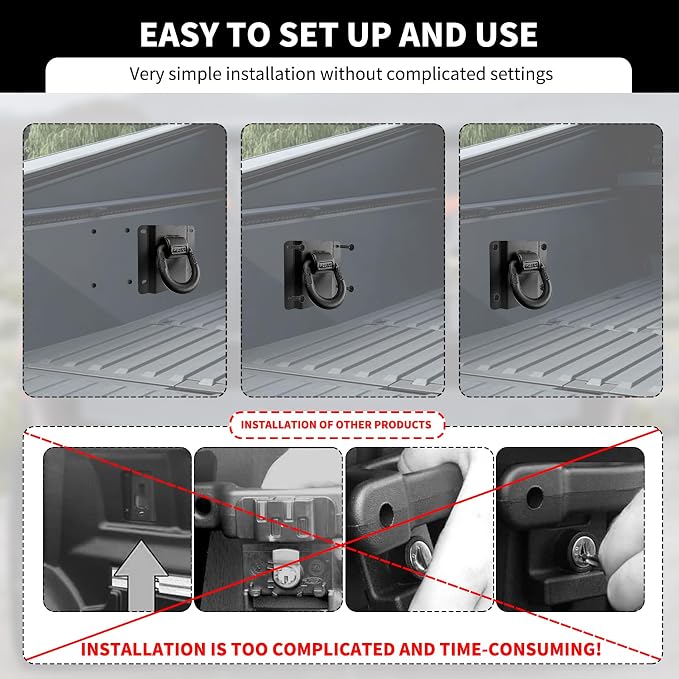 4 Pack Heavy Duty Tie Down Anchors Truck Bed Tie Downs Car Accessories Fit for 2015-2025 Ford F150 F250 F350 & Raptor 2026 Replace# FL3Z-99000A64-B & FL3Z-9928408-AB