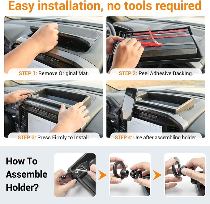 Dashboard Phone Holder Compatible with 2021-2025 Ford F150 with Speaker Center Console Organizer Dashboard Phone Multi-Mount Kit for F150 Accessories(f150 2021-2025 w/sub)
