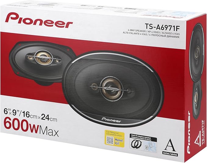 PIONEER A-Series Plus TS-A6971F 6” x 9” 4-Way Speakers (Pair) – 600W Max, Balanced Sound + Smooth Treble, Enhanced Bass, Ideal Factory Upgrade, Installation Adaptors Included