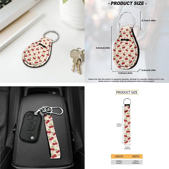 Cherry Print Car Seat Covers Front and Back Full Set with Headrest Covers Steering Wheel Cover Safety Belt Pads Armrest Cushion Cup Coasters for SUV Truck Sedan, Easy to Install