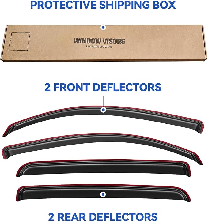 in-Channel Window Visors Rain Guards for 2016-2023 Toyota Tacoma Double Cab, Window Vent Wind Deflectors Visors Shades for 16-23 Tacoma
