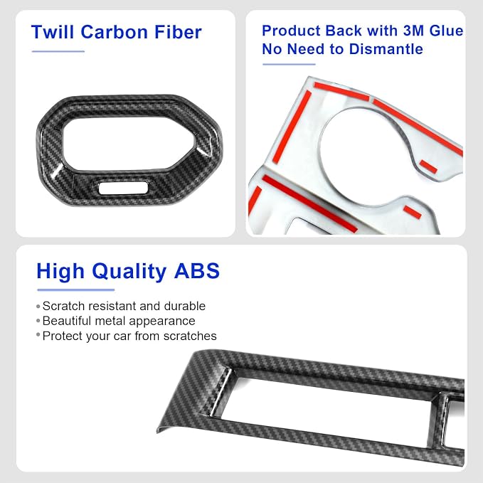 Carbon Fiber Gear Shift Panel Cover & Center Console Panel Cover Compatible with 2023-2026 Honda Pilot