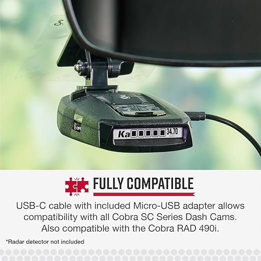 Cobra 2.5A Micro USB Adapter Hardwire Kit - Compatible with All Cobra SC Series Dash Camera Models