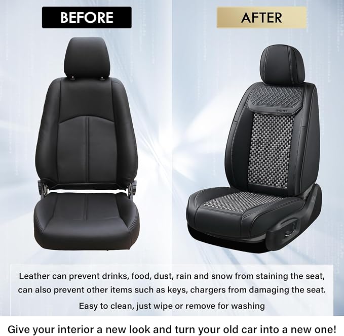 Coverado 2 in 1 Seat Covers for Car Full Set, Conversions Between Warm Suede and Cold Ice Silk for Car Seat Protector Car Accessories Universal Fit for Most Cars SUVs and Trucks(Black&Gray)