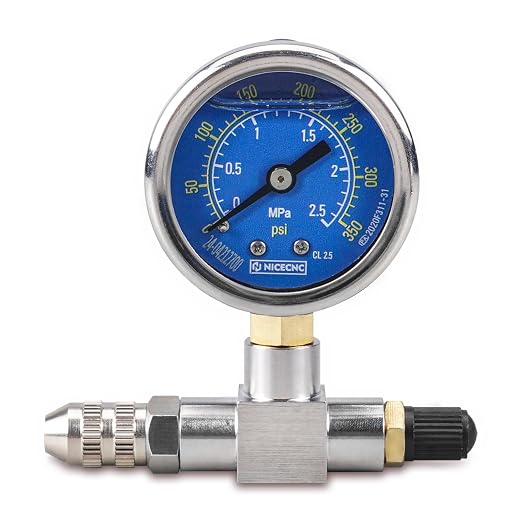 NICECNC Universal 350psi Nitrogen Gauge Needle Pressure Checker Tool Compatible with Yamaha YZX, Compatible with Ohlins, Compatible with Ford Raptor Truck Shocks, See Fitment