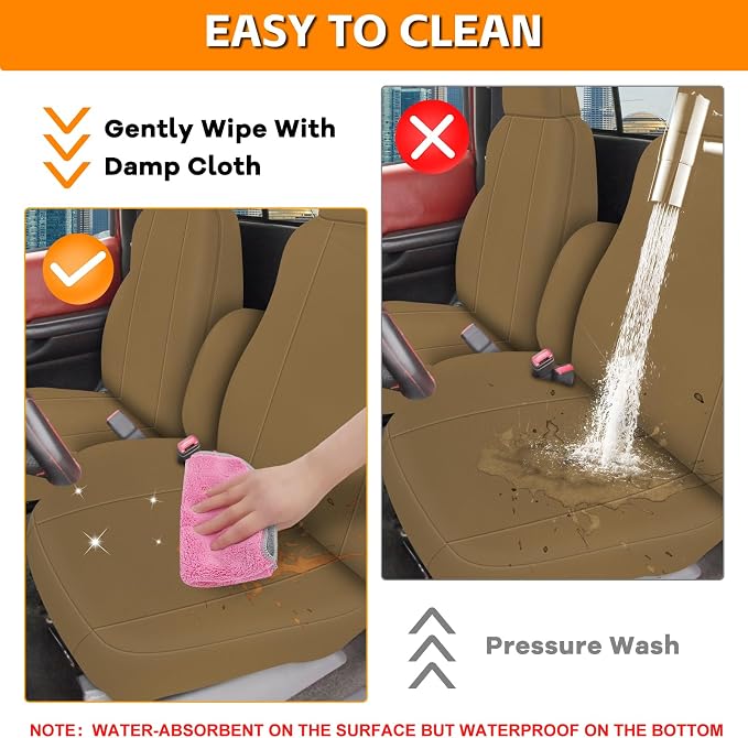 Truck Seat Cover Fit for 1997-2000 Ford F-150, Tan | Front 40/60 Split Bench with Opening Center Console, Not with Airbags Next to The Headrest