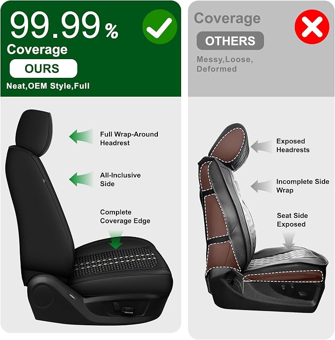 Ice Silk Full Ford F150 Seat Covers SuperCrew 2009-2026 Lightning | F250/F350/F450 Seat Covers 2017-2026 XL XLT Lariat Platinum King Ranch Limited STX Raptor SVT Raptor Tremor,Airbag Safe Black