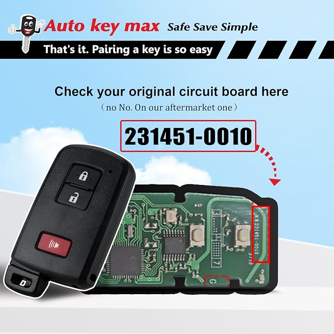Programmable Keyfob, Replacement Car Keys Fob and DIY Programmer Kit for 2020 2021 2022 Tundra Tacoma 4Runner Smart Remote HYQ14FBB 31451-0010