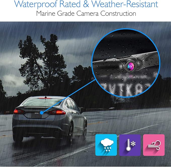 Pyle Rear View Backup Car Camera - Screen Monitor System w/ Parking and Reverse Assist Safety Distance Scale Lines, Waterproof & Night Vision, 7" LCD video Color Display for Vehicles - Pyle PLCM7500