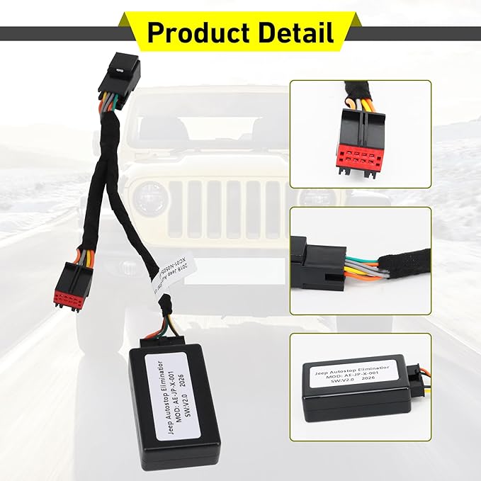 Auto Start Stop Eliminator for Jeep Wrangler JL & Gladiator JT 2019 2020 2021 2022 2023 2024 Autostop Eliminator Engine Auto Start Disable Function Plug and Play Accessories