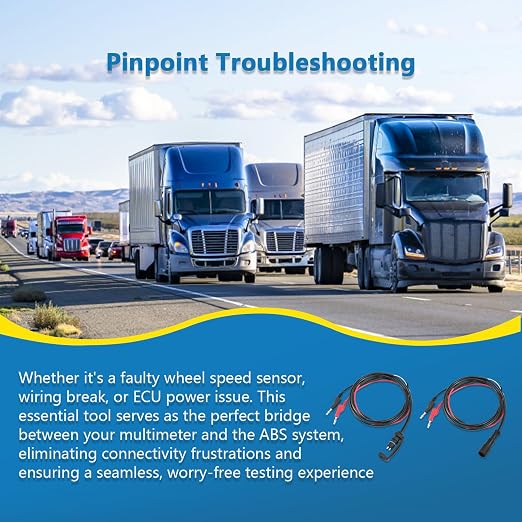 Heavy Duty Semi-Truck & Trailer ABS Diagnostic Multimeter Adapter Cable Kit, Pure Copper Core ABS Sensor Test Leads