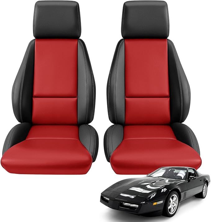 Front Seat Covers Compatible with 1984-1993 Chevy Corvette C4, Heavy Duty Leather Fabric Seat Protector
