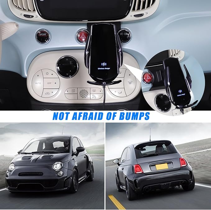 HAPPYHORSE Car Phone Mount Compatible with Fiat 500 2016-2023,Car Center Console Mobile Phone Bracket Phone Holder Phone Mount Mount with Self-Adhesive Base Accessories (Style D)