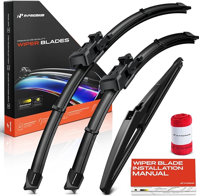 A-Premium 24"+18"+11" Windshield Wiper Blades Compatible with Chevrolet Trailblazer 2021-2024 - Front Rear Wipers Blade Set, TLP/RL2 with rib Arm Connector, with Wear Indicator & Towel (Pack of 3)