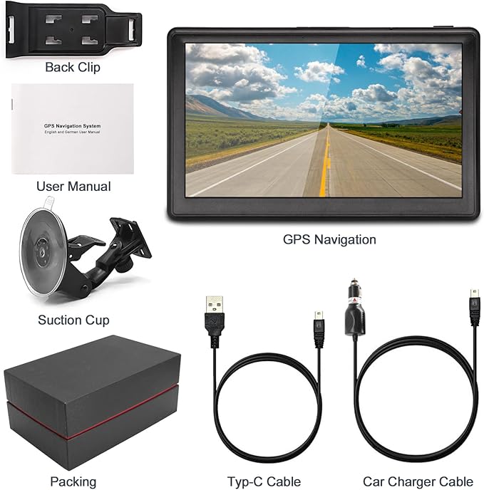 GPS Navigator for Car with 2026 Latest Maps Free Update, 7 Inch Car GPS Navigation System for Truck Commercial Drivers with POI/Zip Search, Voice Turn Guidance, Speedcam Red Light Alerts, 7 Vehicles