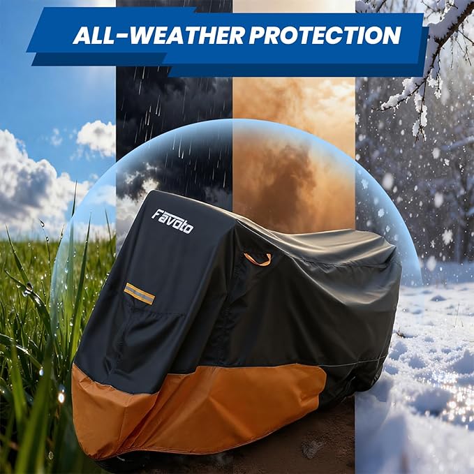 Favoto Motorcycle Cover for Harley Davidson - Waterproof Outdoor Storage 420D Oxford Cover for Touring Models Road King, Road Glide, Street Glide, Electra Glide, Heritage Classic, Low Rider