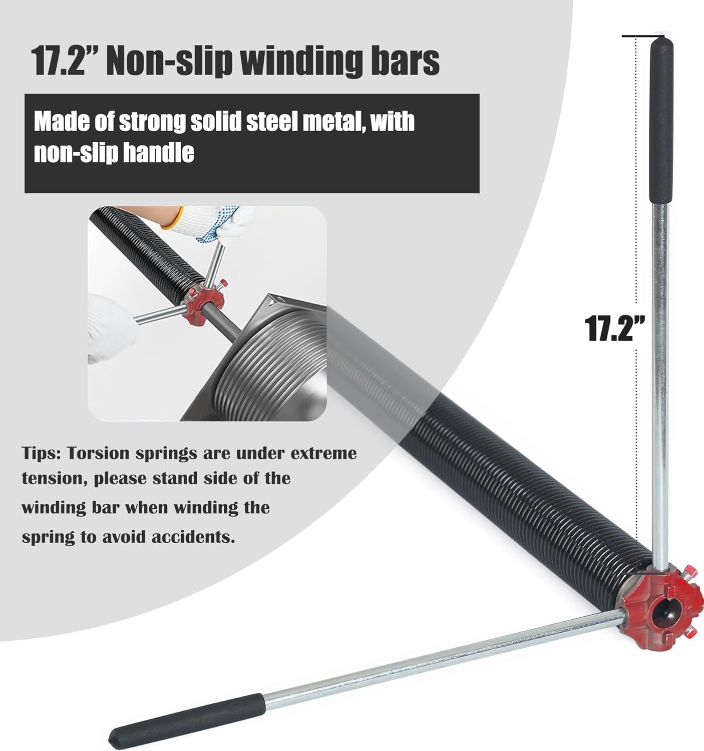 Garage Door Torsion Spring Set, Pair of 2" Electrophoresis Coated Garage Door Spring Replacement with 2 Non-Slip Winding Bars and Bearing, Minimum 16000 Cycles (.218x2x25")
