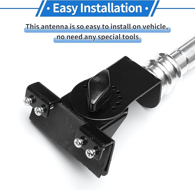 1 Pc Clipped Dummy Antenna 41.7" Aerial for Decoration Only Universal Car Truck Mount Black Silver Tone Rear