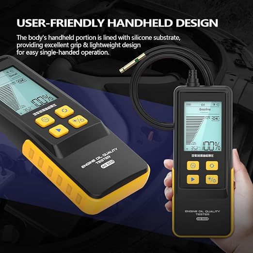 Engine Oil Tester AS503 Gasoline & Diesel Engine Oil Quality Tester Kit Professional Engine Oil Diagnostic Tool for Test Transmittance and Temperature with High-Precision,31.5 inch Flexible Probe