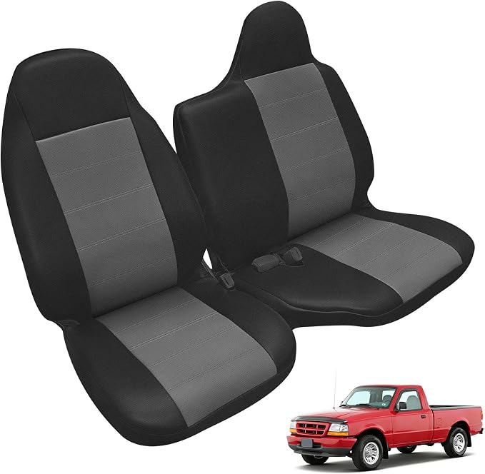 SAPUBK Custom-Fit Front Seat Covers Without Console Replace for 1998-2003 Ford Ranger XL Regular Cab 60/40 Split, Knitted Fabric Composite Soft Foam Lining Airmesh Breathable Seat Cover Cushion