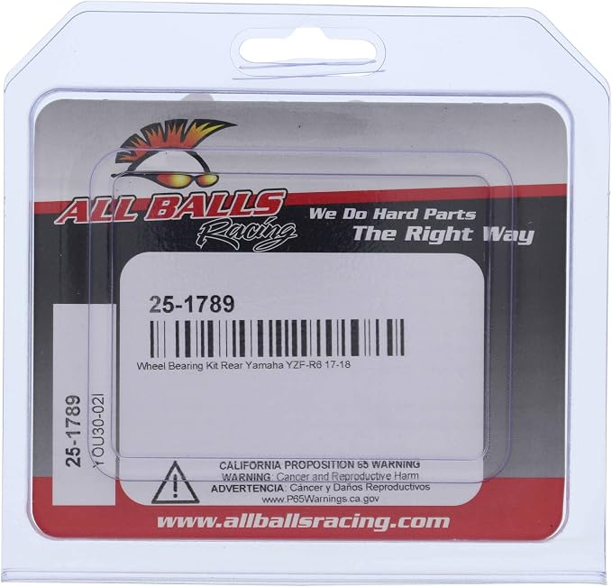 All Balls Racing 25-1789 Wheel Bearing Kit Rear Compatible With/Replacement For Yamaha YZF-R6 2017-2020