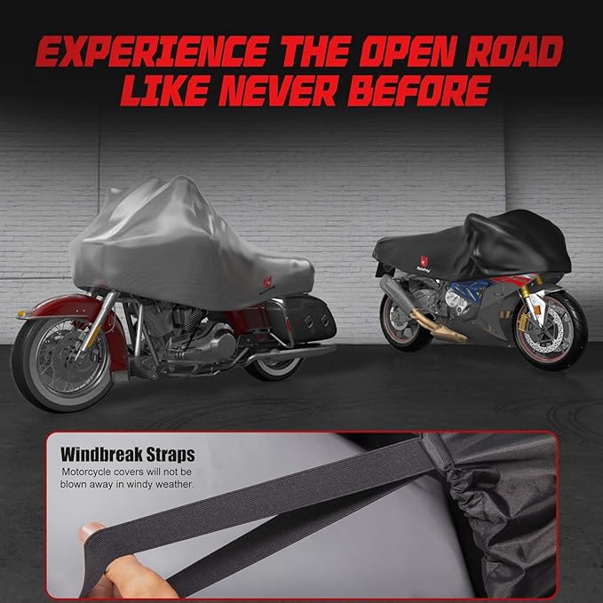Rosefray 420D Motorcycle Half Cover-Outdoor Waterproof All Weather Protection Lightweight Half Cover,Black XL Size for Most Touring Models Harley Davidson,Honda Goldwing,Road King Street Glide