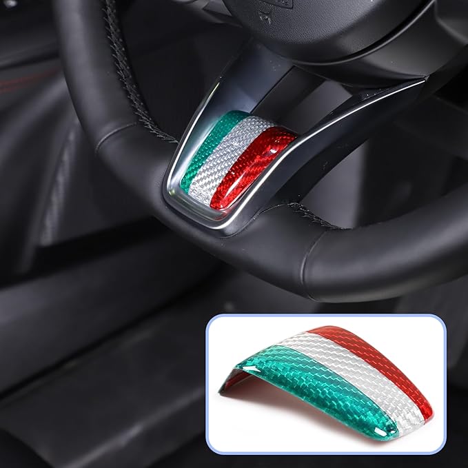 Carbon Fiber Central Steering Wheel Trim Strip Compatible with Alfa Romeo Giulia Stelvio Tonale 2020 2021 Steering Wheel Bottom Decoration Panel Cover Auto Accessories (Three Colors)