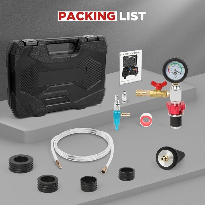 CMTOOL Coolant Vacuum Refill Kit, Universal Vacuum Coolant Fill Kit, Car Cooling System Filler Tool Set with 41.3 Inch Fill Hose, Pressure Gauge, 2 Quick Connect Adapters