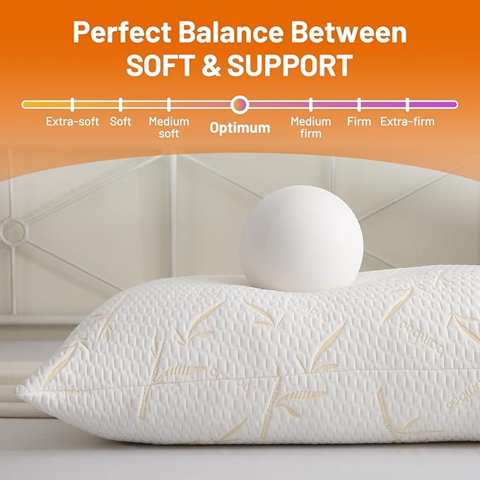 Primesoft Full Body Pillow with Removable Pillowcase for Adults,(Memory Foam Filling)(Long Pillow for Side Sleepers) (Fluffy and Firm)(Adjustable Filling)(20×54 Inch,Gold)