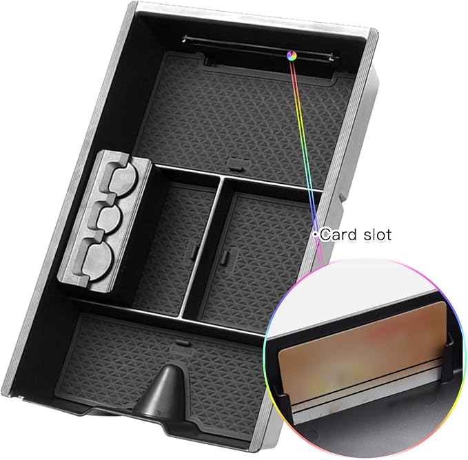SKTU Center Console Organizer Customized for 2009-2020 Dodge Ram 1500 2500HD 3500HD Insert ABS Black Materials Tray Armrest Box Glove Secondary Storage Box with Coin and Glass Holder