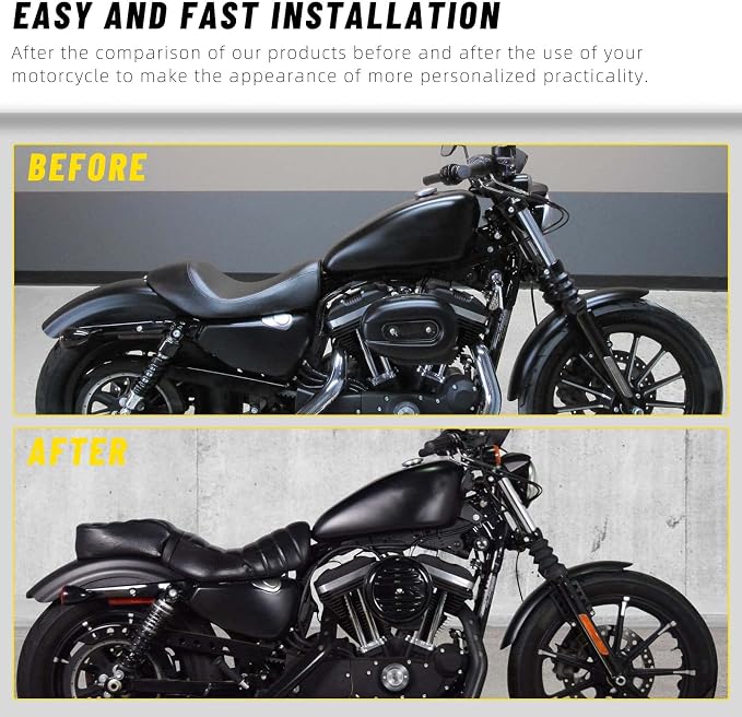 Motorcycle Passenger Pillion Seat fits for Harley Davidson 2016-2022 Sportster Iron 883 XL883N Models(Black-Passenger)