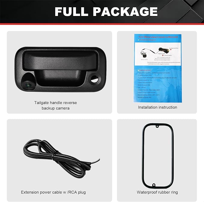 Rear Tailgate Handle Backup Camera Compatible with with 2005-2014 Ford F150, 2008-2016 F250 F350 F450 F550 Super Duty, 2007-2010 Explorer, 170° Viewing Angle, Replace# 8L3Z9943400AC
