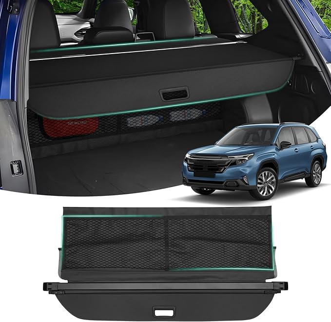 Powerty Cargo Cover for 2025 2026 Subaru Forester Accessories Trunk Cover Retractable Trunk Shielding Shade Cargo Luggage Cover Black