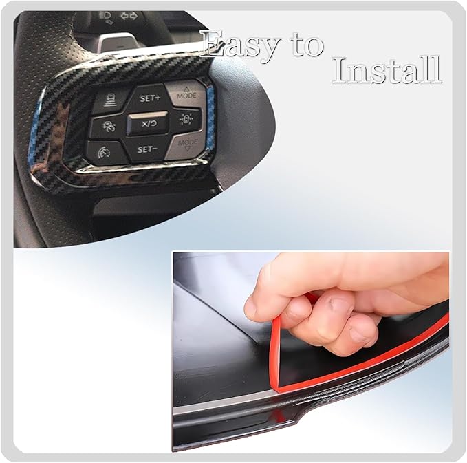 MUXEE Steering Wheel Button Frame,for Ford Mustang 2024 2025 2026 - ABS Carbon Fiber Sport Steering Wheel Frame Cover Steering Wheel Button Wrap Accessories