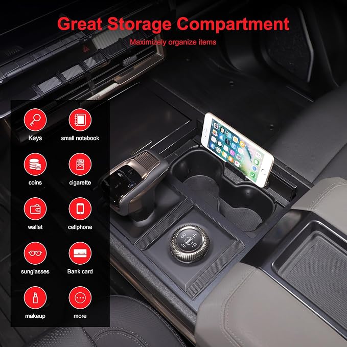 Yinanlutos Cup Holder Insert Organizer Tray Compatible with Hummer EV Pickup SUV 2024 2025 2026 Accessories Center Console Cup Holder Expand for Phone and Glasses 1PCS