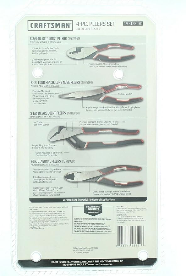 CRAFTSMAN 928070 4 Piece Pliers Set