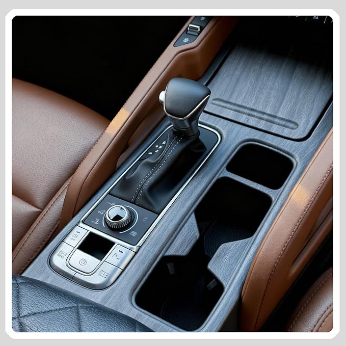 Center Console Frame Cover,for Kia Telluride 2020 2021 2022 2023 2024 2025 2026, Gear Shift Panel,Cup Holder Trim - Gray Wood Grain Protective Accessories