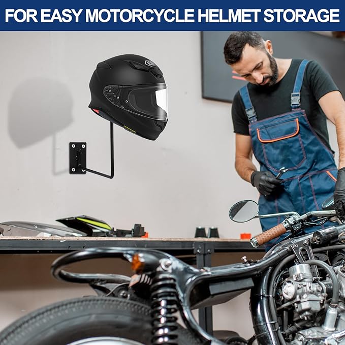 Potchen 3 Pack Helmet Hanger Wall Mount Motorcycle Helmet Rack Metal Ball Holder for Basketball Volleyball Football Multifunctional Display Hook Stand for Cap Hat Wig Riding Jacket Coat