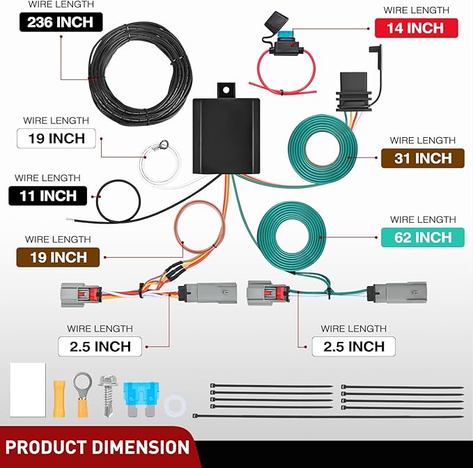 Nilight 4 Pin Trailer Wiring Harness 56462 Vehicle Side Custom for 2021 2022 2023 2024 Ford Bronco Sport Simple Fit Tow Hitch Accessories