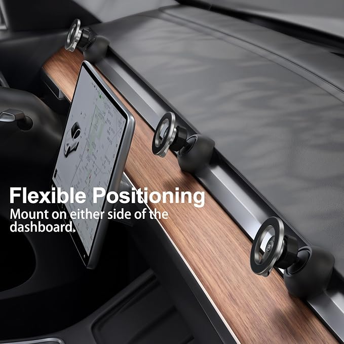 YONZEE Magnetic Phone Mount Compatible with 2020-2024 Tesla Model Y and 2016-2023 Model 3, Dashboard Ball Joint Base, Strong Magnetic Ring, 360° Rotation