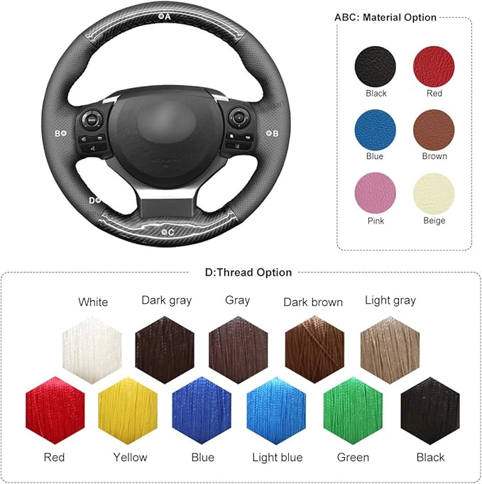 MEWANT Car Steering Wheel Cover for Lexus is 200t 250 300 350 F Sport/RC/CT 200h / NX PU Carbon Fiber & Microfiber Leather Steering Wheel Wrap