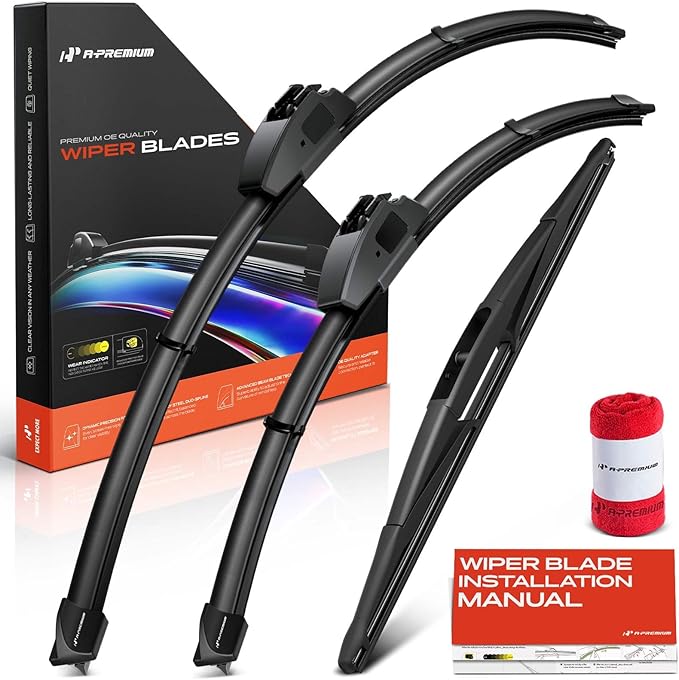 A-Premium 26"/22"/14" Windshield Wiper Blades Compatible with Honda Pilot 2023-2024 - Front Rear Wipers Blade Set for Hook/RL3 Arm Connector, with Wear Indicator & Towel (Pack of 3)