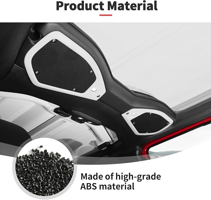 JWWY for Jeep JL Speaker Audio Player Trim Top & A Pillar Cover Trim for 2024-2025 Jeep Wrangler JL JLU & Gladiator JT 4xe Interior Accessories ABS 4PCS White