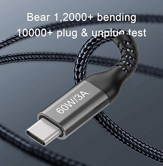 60W USB C to USB C Cables (6.6FT 2Pack),Type-C to Type-C Cable,Fast Charging Cord Compatible for iPhone 15,MacBook Pro/Air,iPad Mini 6,Samsung Galaxy S23/S22/S21 Ultra,A90/A80,Google Pixel 6 Pro/4/4XL