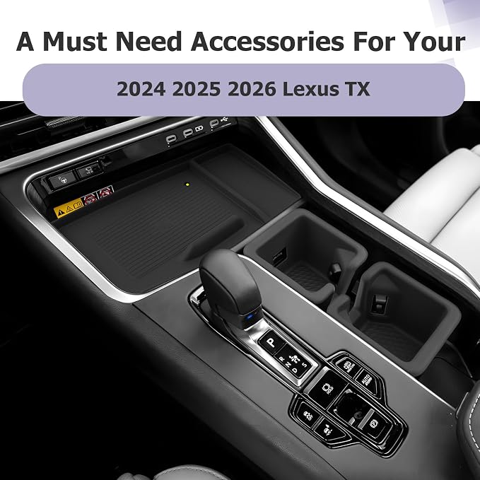 LUWU 3-Pack 2026 Lexus TX350 Accessories - Compatible with Lexus 2024 2025 2026 TX TX350/TX500h/TX500h+ Accessories Wireless Charging Anti-Slip Mat - Center Console Cup Holder Silicone Material