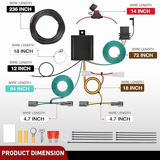Nilight 4 Pin Trailer Wiring Harness Kit 56106 Vehicle Standard 4 Way Connector Custom for 2011 2012 2013 2014 Toyota Sienna, 2015 2016 2017 2018 2019 2020 Sienna SE Simple Fit Tow Hitch Harness