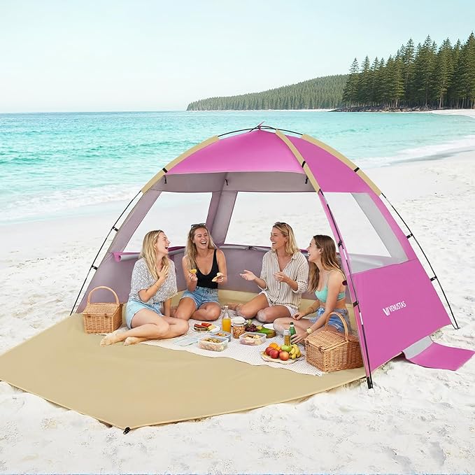 Venustas Beach Tent Sun Shelter for 3/4/6/8 Person, UPF 50+ UV Protection Beach Canopy, Lightweight and Easy Setup Cabana, Portable Shade Tent