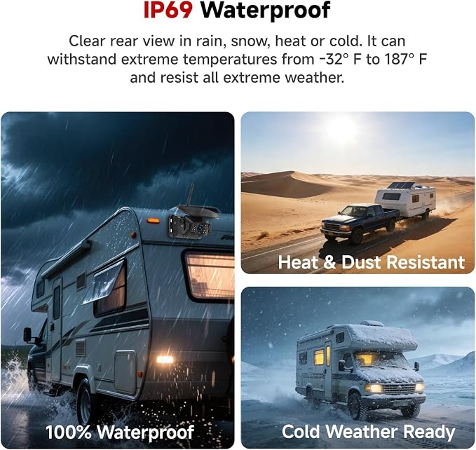 Wireless Magnetic Backup Camera Replacement Add-on for RV | Solar 15000mAh Rechargeable Battery Reverse Camera. Waterproof Night vision for Truck, Trailer, Pickup, Tractor, Camper