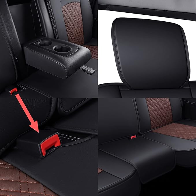 YIERTAI Car Seat Covers for Dodge Ram Fit 2009-2026 1500 2010-2026 2500 3500 Classic Bighorn Longhorn Laramie Tradesman Truck Brown Rear