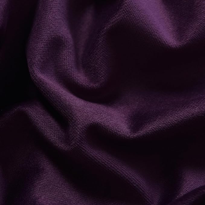 Roslynwood Luxury Soft Deep Purple Velvet Curtains 72 inches Long Back Tab Thermal Insulated Blackout Window Drapes for Living Room/Bedroom/Dining Room, W52 x L72, 2 Panels